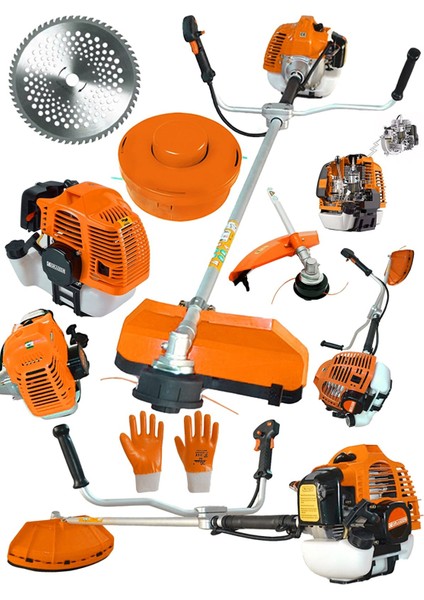 Alman Trex 6002 Yan Tipi Benzinli Motorlu Ot Çalı Tırpanı Çim Biçme Makinesi Tırpan GRZ-TREX-6002-YANTIRPAN-TEK-TTURUNCU
