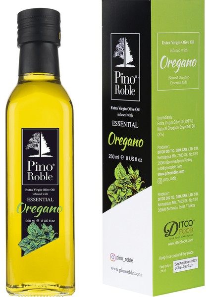 PinoRoble Akdeniz Mutfağı Soğuk Sıkım Kekik Uçucu Yağlı Soğuk Sıkım Gurme Sızma Zeytinyağı 250 ml
