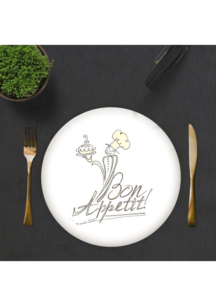2'li Takım | Cam Tabak - Kahvaltı Tabağı - Pasta Tabağı | Bon Appetit -Şef | Çap 32cm