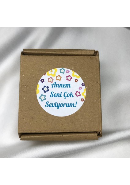 Annem Seni Çok Seviyorum Sticker Mat Yuvarlak 4 cm - 33 Adet