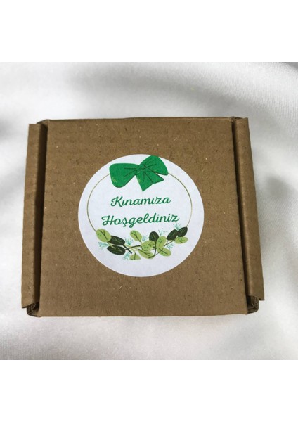 Yeşil Kına Etiket Mat Sticker 4 cm - 33 Adet