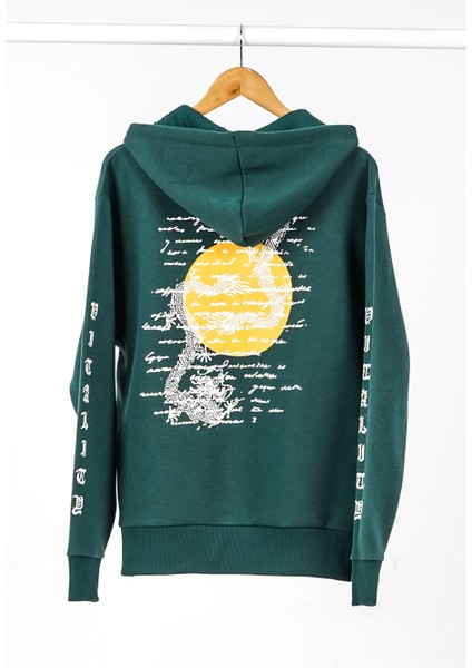Dragon Baskılı Yeşil Oversize Kadın Sweatshirt indirimleri