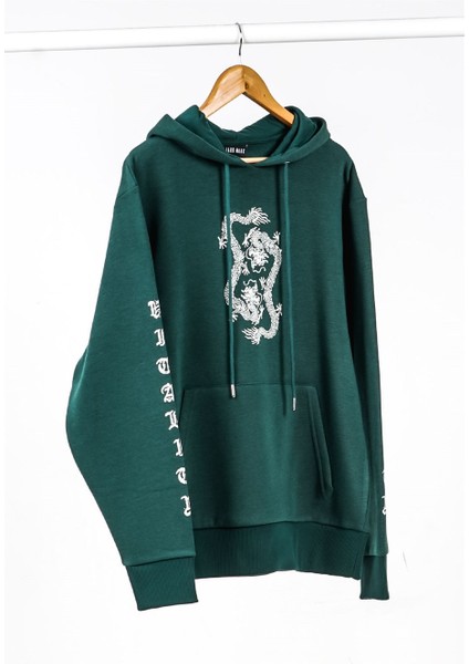Dragon Baskılı Yeşil Oversize Kadın Sweatshirt modelleri