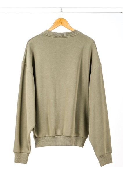 Haki Renk Basic Oversize Kadın Sweatshirt