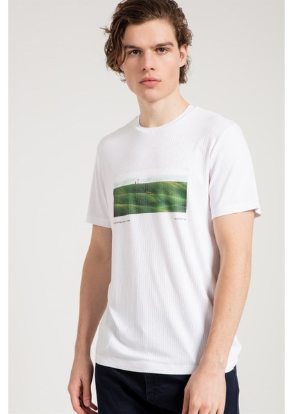 Beyaz Baskılı Basic Erkek T-shirt fırsatları