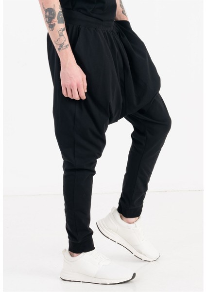 Siyah Slim Fit Yanları Cepli Erkek Şalvar Eşofman