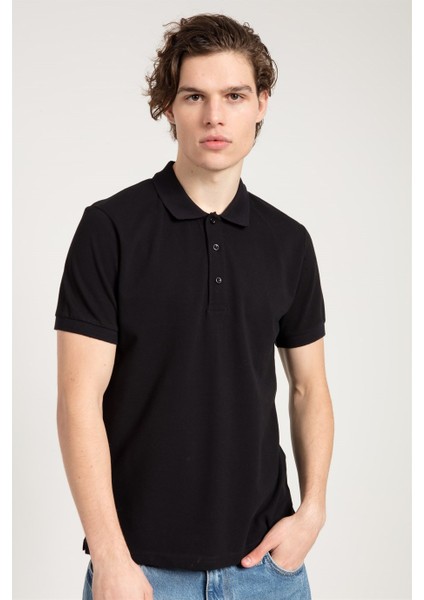 Siyah Erkek Polo Yaka T-shirt