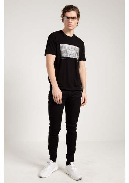 Siyah Baskılı Basic Erkek T-shirt indirimleri