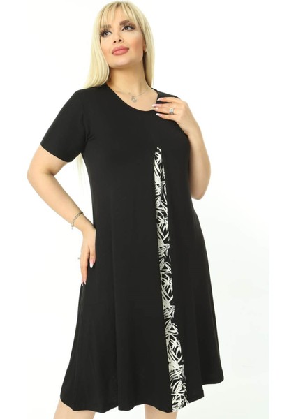 Büyük Beden Siyah-Beyaz Robadan Elbise modelleri