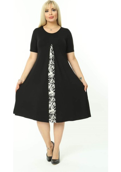 Büyük Beden Siyah-Beyaz Robadan Elbise fırsatları