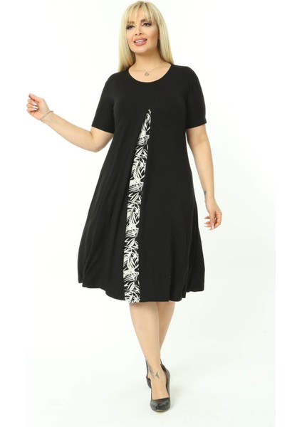 Büyük Beden Siyah-Beyaz Robadan Elbise indirimleri