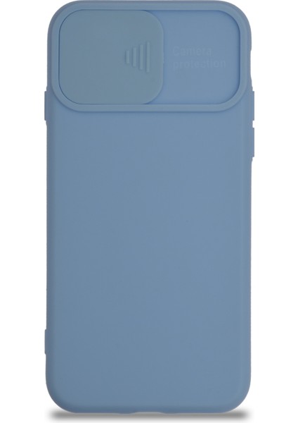 Caseworld Apple iPhone 7 Kapak Kamera Korumalı Sürgülü Renkli Silikon Kılıf - Açık Mavi