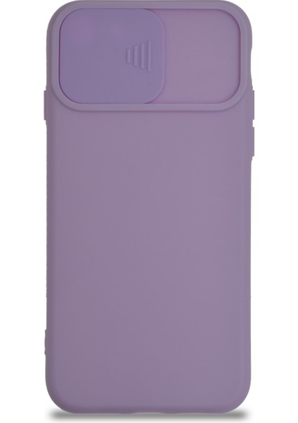 Caseworld Apple iPhone 8 Kapak Kamera Korumalı Sürgülü Renkli Silikon Kılıf - Lila