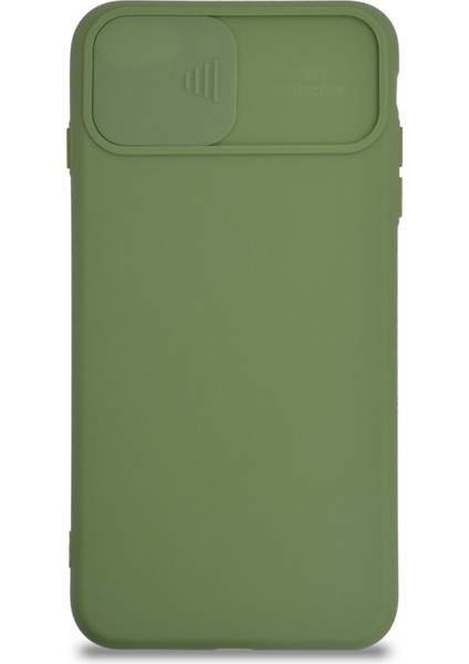 Caseworld Apple iPhone 7 Plus Kapak Kamera Korumalı Sürgülü Renkli Silikon Kılıf - Açık Yeşil