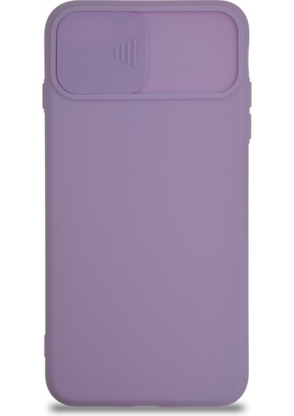 Caseworld Apple iPhone 7 Plus Kapak Kamera Korumalı Sürgülü Renkli Silikon Kılıf - Lila