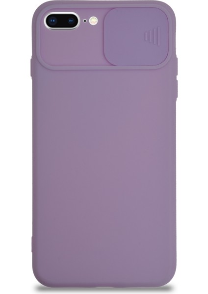 Caseworld Apple iPhone 7 Plus Kapak Kamera Korumalı Sürgülü Renkli Silikon Kılıf - Lila fiyatları