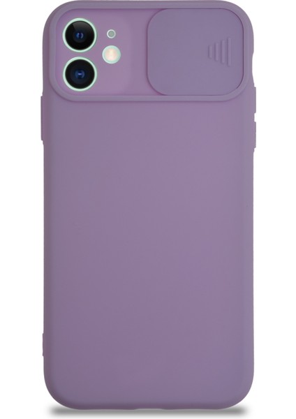 Caseworld Apple iPhone 11 Kapak Kamera Korumalı Sürgülü Renkli Silikon Kılıf - Lila fiyatları