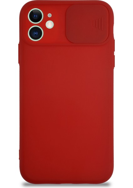 Caseworld Apple iPhone 11 Kapak Kamera Korumalı Sürgülü Renkli Silikon Kılıf - Kırmızı fiyatları