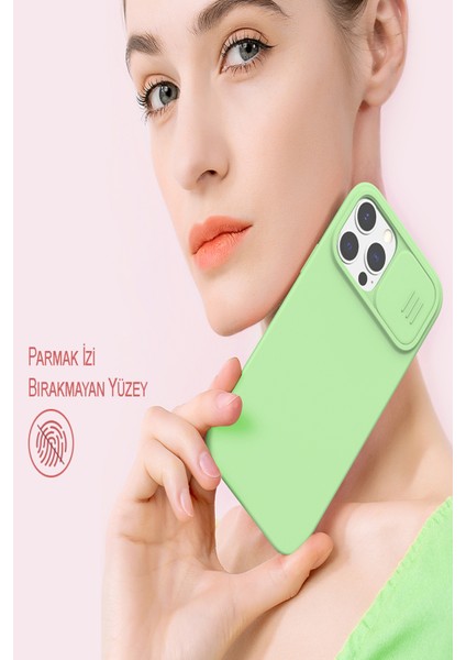 Caseworld Apple iPhone 12 Pro Max Kapak Kamera Korumalı Sürgülü Renkli Silikon Kılıf - Açık Mavi indirimleri