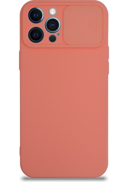 Caseworld Apple iPhone 12 Pro Max Kapak Kamera Korumalı Sürgülü Renkli Silikon Kılıf - Pudra fiyatları