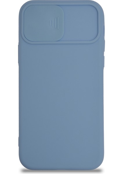 Caseworld Apple iPhone 12 Pro Kapak Kamera Korumalı Sürgülü Renkli Silikon Kılıf - Açık Mavi