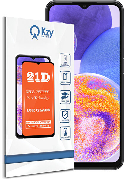 Kzy Samsung Galaxy A23 Tam Kaplayan 21D Temperli Ekran Koruyucu Cam