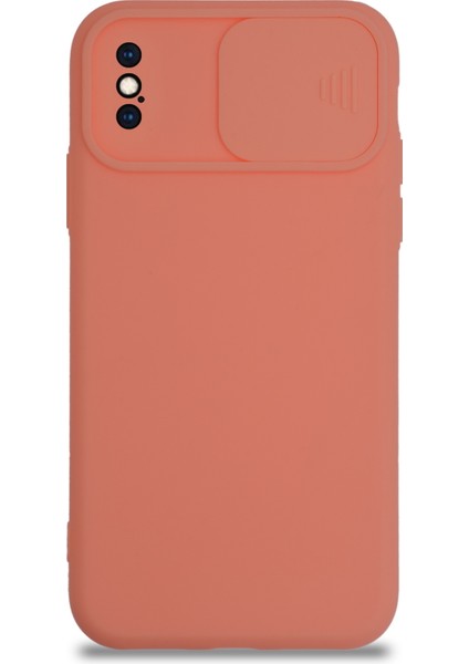 Apple iPhone x Kapak Kamera Korumalı Sürgülü Renkli Silikon Kılıf - Pudra fiyatları