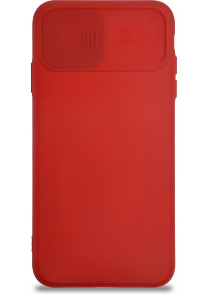 Apple iPhone Xs Max Kapak Kamera Korumalı Sürgülü Renkli Silikon Kılıf - Kırmızı