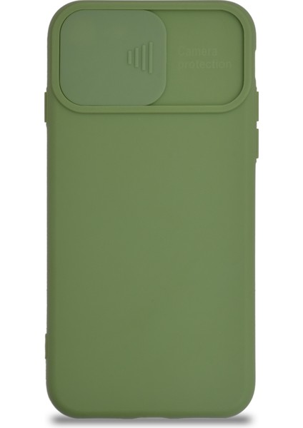 Apple iPhone 7 Kapak Kamera Korumalı Sürgülü Renkli Silikon Kılıf - Açık Yeşil