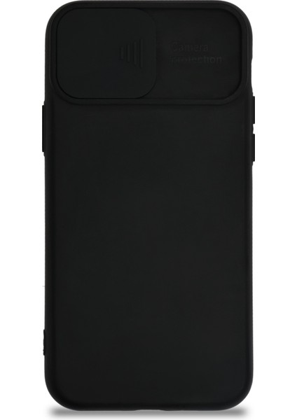 Apple iPhone 11 Pro Kapak Kamera Korumalı Sürgülü Renkli Silikon Kılıf - Siyah