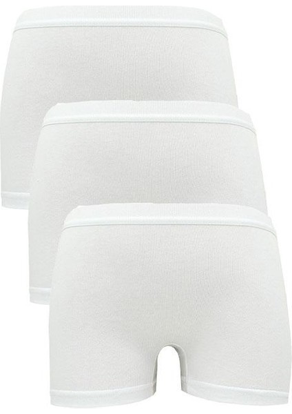 3 Adet Beyaz Renkli Kadın Boxer Şort 5005 L Beden