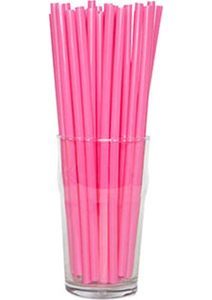 Pembe, Renkli Pipet Plastik 100'LÜ Kokteyl Pipet Frozen Pipet