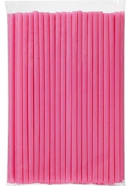 Pembe, Renkli Pipet Plastik 100'LÜ Kokteyl Pipet Frozen Pipet