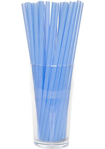 Mavi Renkli Pipet Plastik 100'LÜ Kokteyl Pipet Frozen Pipet