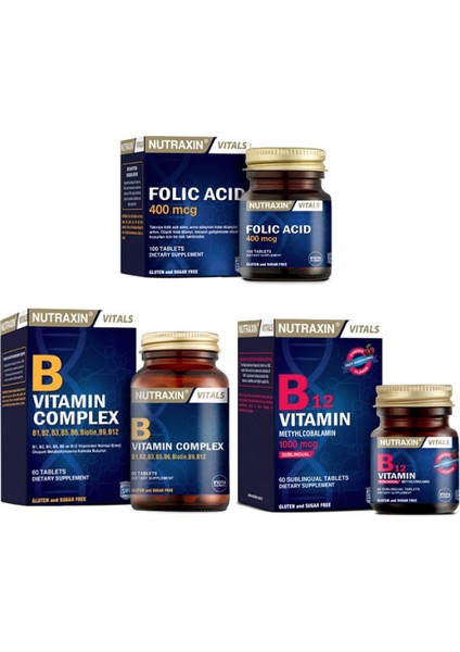 Folic Acid 400 Mcg + B Vitamin Complex 60 T.+ B12 60 Dilaltı Tablet