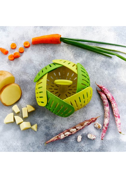 Plastik Katlanır Buharda Pişirme Aparatı Sağlıklı Haşlama Sepeti-