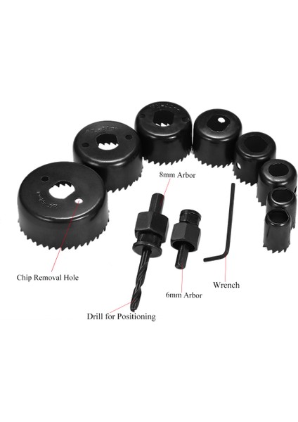 11 Adet Karbon Çelik Kesme Seti Kiti 19-64MM Ahşap Levha (Yurt Dışından)