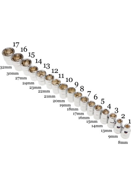 8mm Kısa 1/2 "sürücü Soket Metrik Hex El Kumandalı Sarma Vanadyum Parçası (Yurt Dışından)