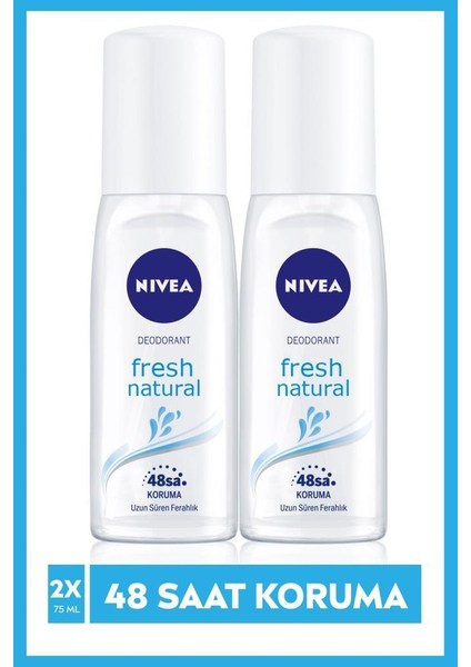 Kadın Pump Sprey Deodorant Fresh Natural 48 Saat Deodorant Koruması 75ml x2 Adet