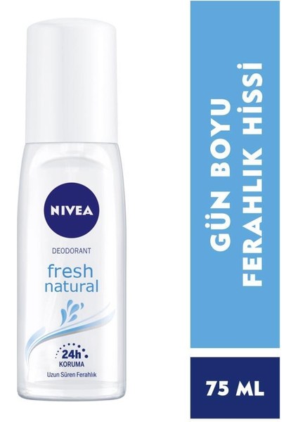 Kadın Pump Sprey Deodorant Fresh Natural 48 Saat Deodorant Koruması 75ml x2 Adet