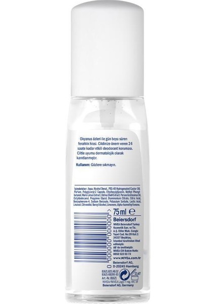 Kadın Pump Sprey Deodorant Fresh Natural 48 Saat Deodorant Koruması 75ml x2 Adet