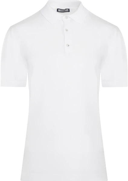 Erkek Beyaz Slim Fit Rayon Polo Yaka Triko Tişört