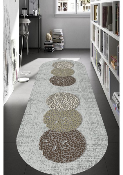 Woolly Çakıl Taşlı Gri Oval Halı (Makinada Yıkanabilir Kaymaz Taban) - ES584