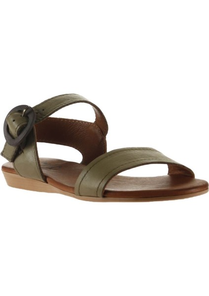 Yeşil Deri Kadın Düz Sandalet fiyatları