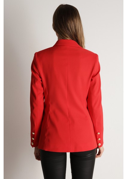 Kadın Pembe Gold Düğmeli Blazer Ceket