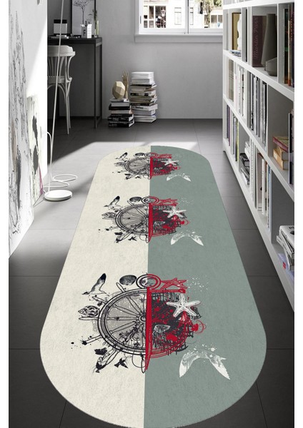 Woolly Dümen Desenli Oval Çocuk/genç Odası Halısı (Makinada Yıkanabilir Kaymaz Dod Taban ) - ES738