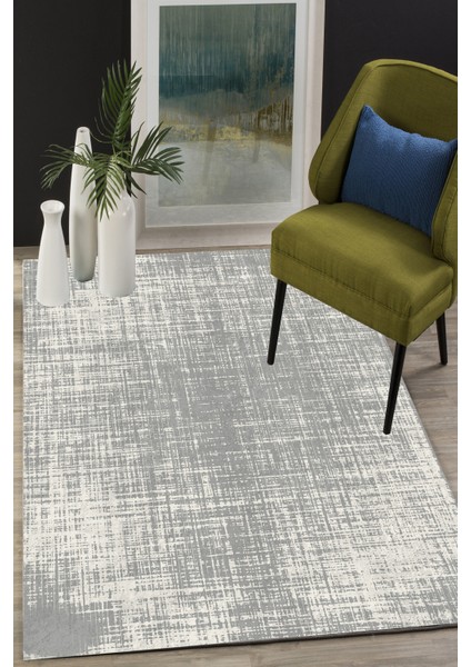 Woolly Gri Desenli Makinada Yıkanabilen Halı - 022
