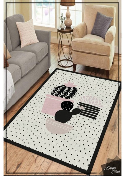 Woolly Kaktüs Desenli Benekli Halı (Makinada Yıkanabilir) - ES176