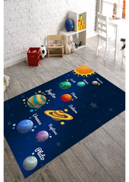 Woolly Gezegenli Çocuk Halısı (Makinada Yıkanabilir)