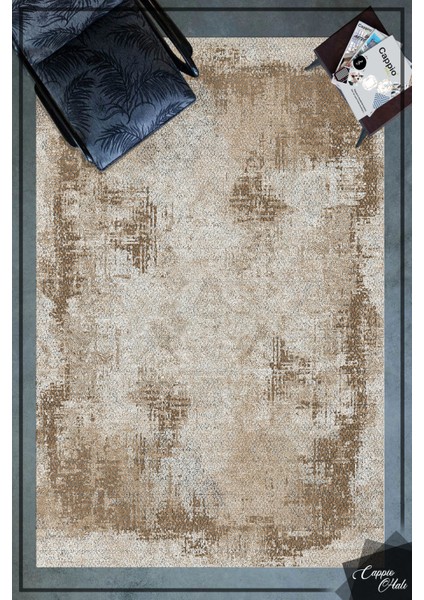 Woolly Kahverengi Kanvas Desenli Halı (Makinada Yıkanabilir Kaymaz Dod Taban) - ES594